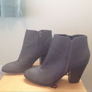 Taupe Chunky Heel Ankle Booties